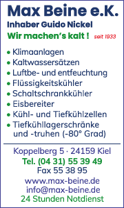 Banner mit Kontaktdaten Klimatechnik Max Beine e.K. in Kiel