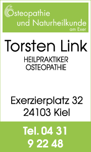 Banner mit Kontaktdaten der Osteopathiepraxis Torsten Link in Kiel 